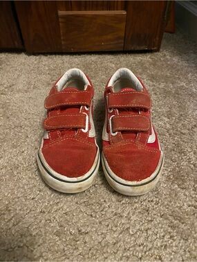 Kids Red Velcro Vans